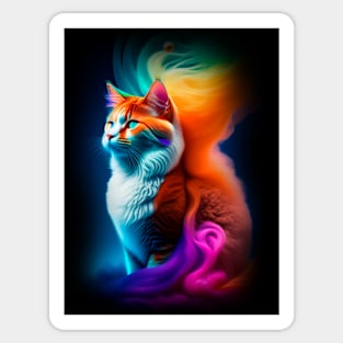 Galaxy Mystical Cat Coloful Sticker